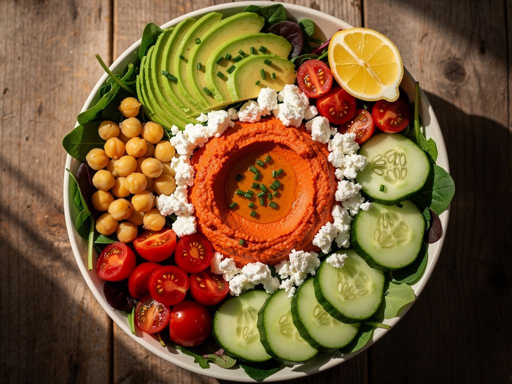 10-Minute Mediterranean Bowl with Chickpeas, Avocado, and Hummus