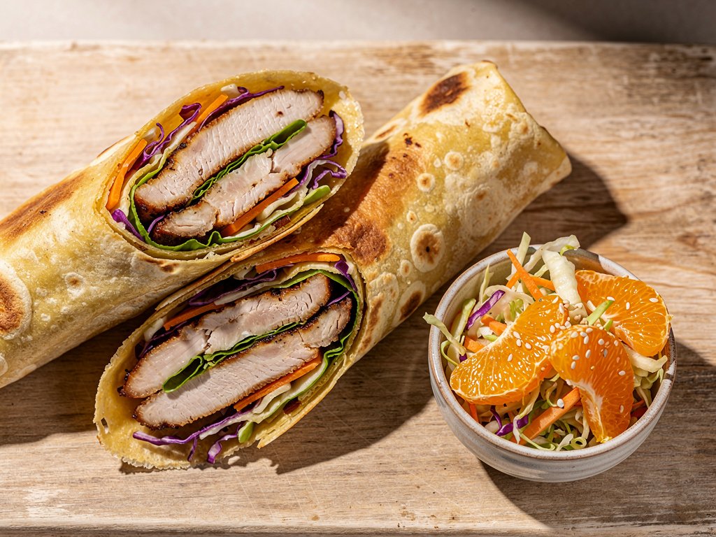 Asian Chicken Wraps with Mandarin Orange Slaw