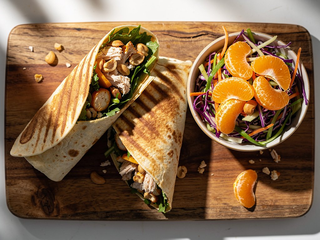 Asian Chicken Wraps with Mandarin Orange Slaw