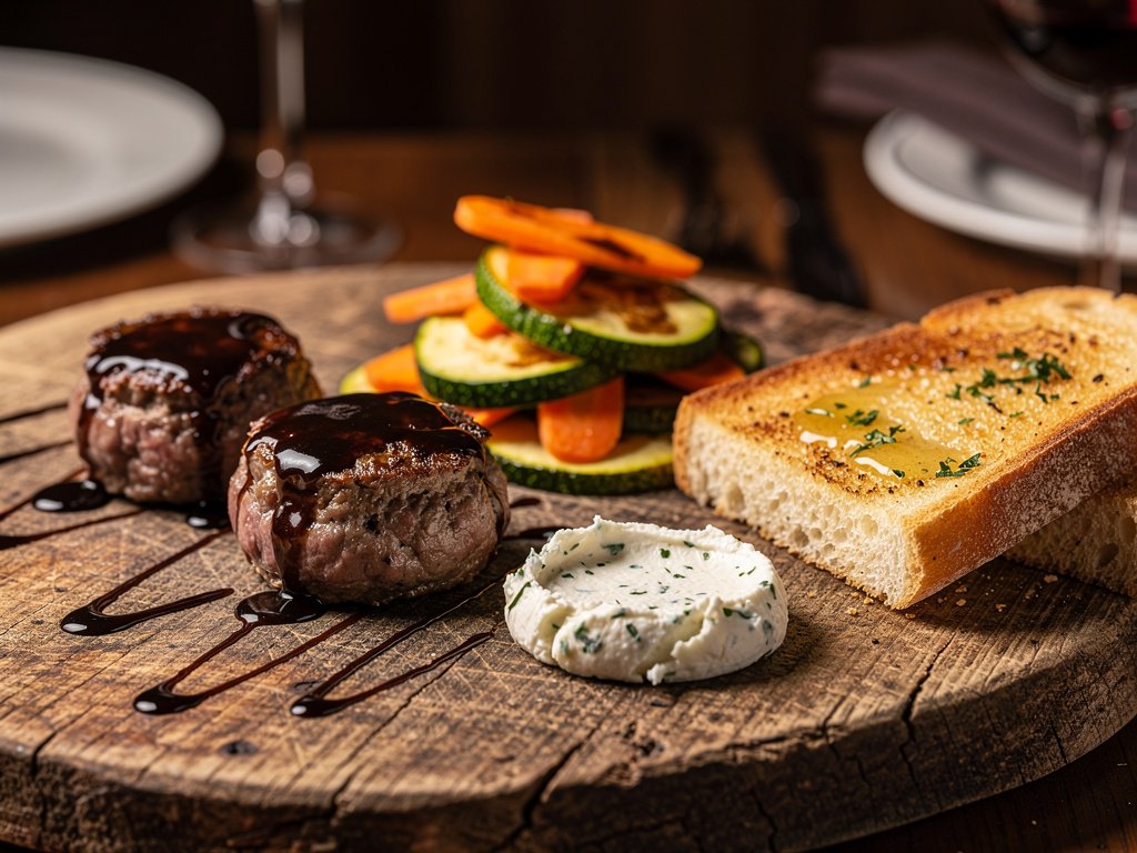 Balsamic-Glazed Italian Pork Meatloaves with Herbed Ricotta and Garlic Bread