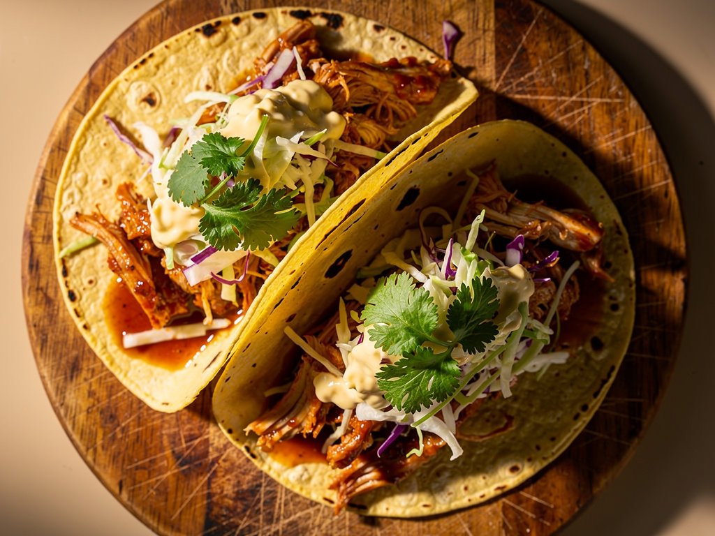 Quick BBQ Pulled Chicken Tacos with Spicy Cilantro Slaw