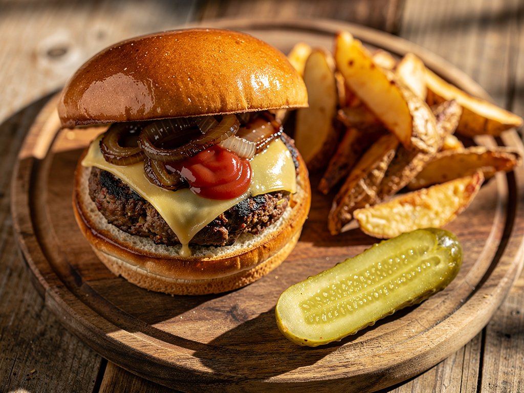 Beyond Burger with Gouda and Balsamic Onions