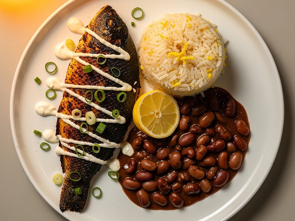 Blackened Tilapia with Red Beans and Lemon Rice