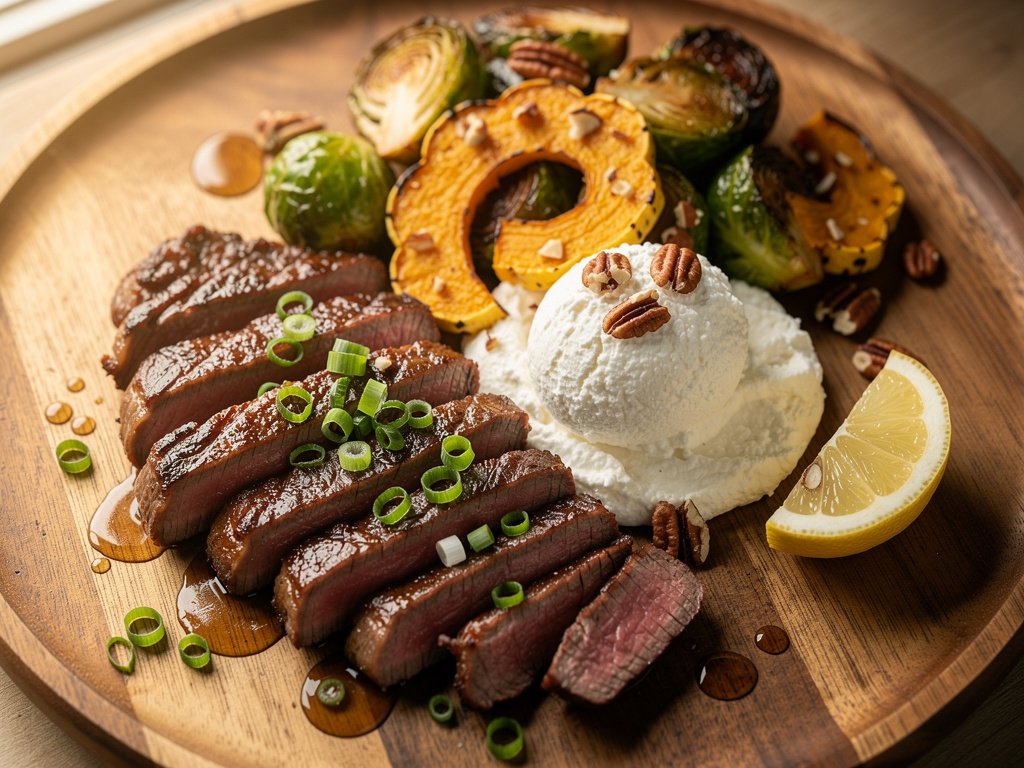 Butter-Basted Steak with Whipped Ricotta and Roasted Autumn Vegetables