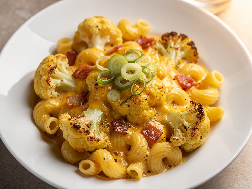 Cauliflower Pancetta Mac and Cheese with Cavatappi