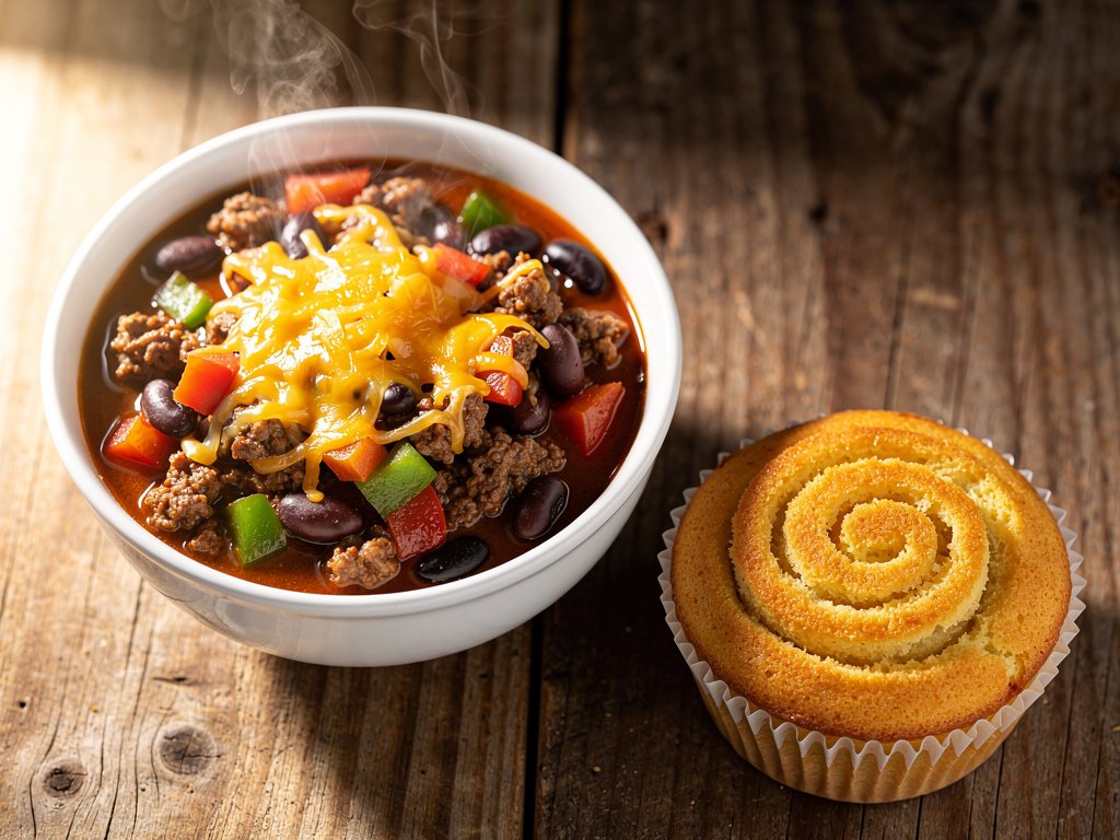 Cheesy Beef Chili with Cornbread Swirls – Easy Weeknight Dinner