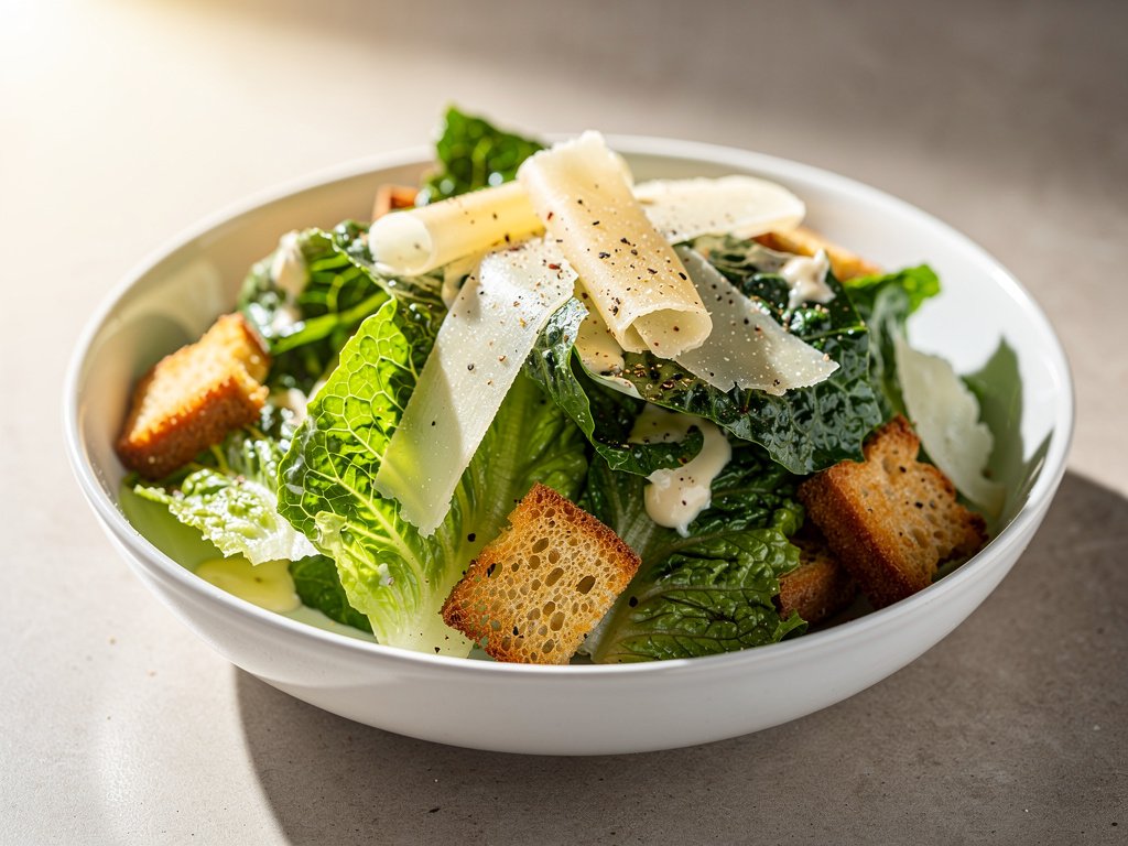 Classic Caesar Salad with Crunchy Croutons and Creamy Dressing
