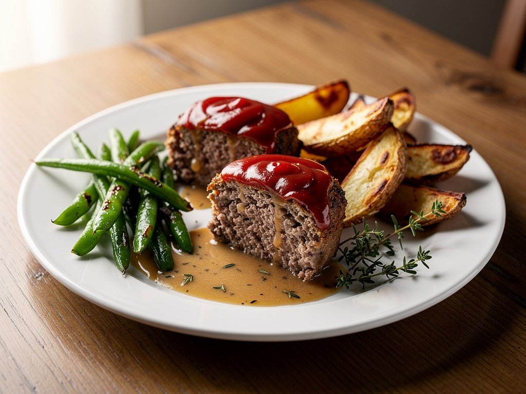 Classic Mini Meatloaves with Roasted Potatoes, Green Beans & Thyme Gravy