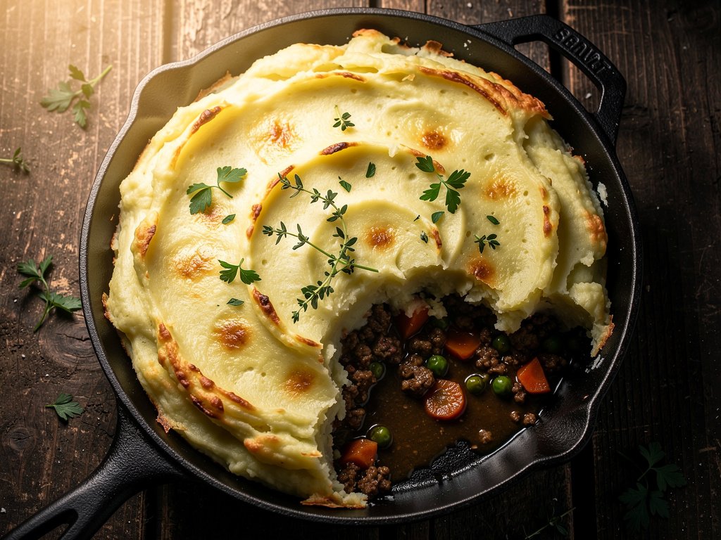 Classic Shepherd's Pie with White Cheddar & Thyme Mashed Potatoes