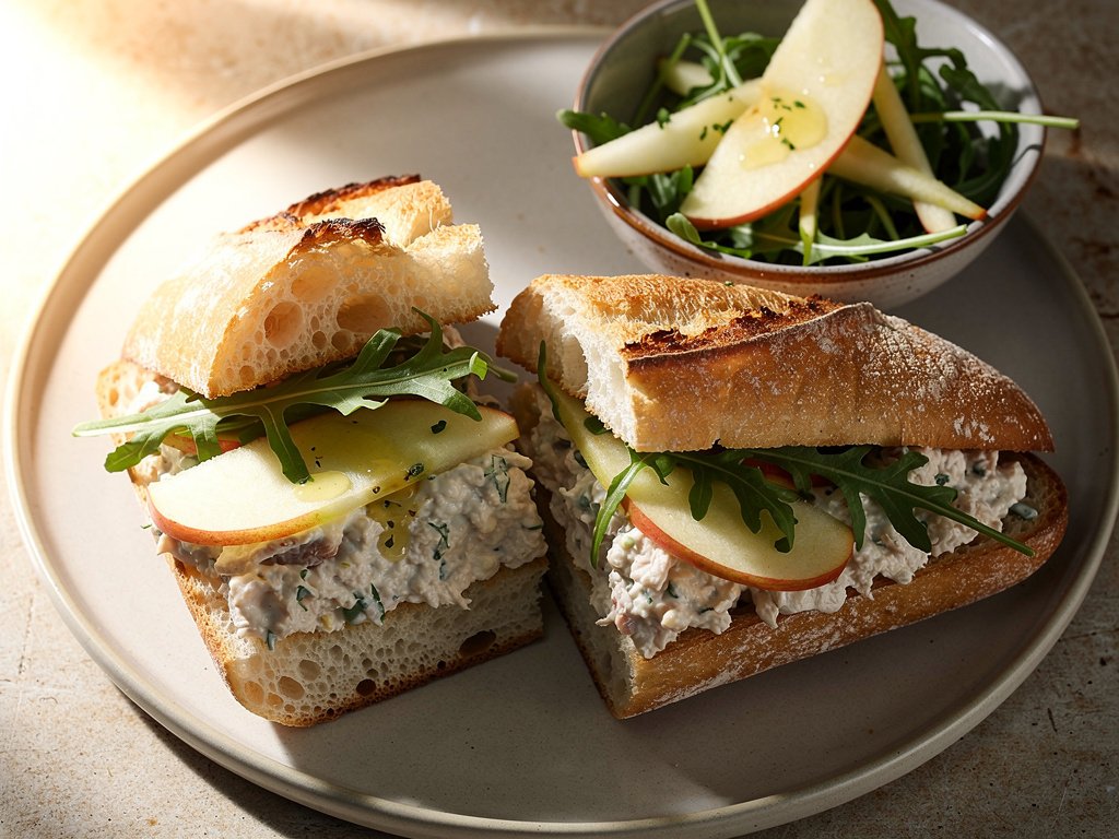 Cranberry Chicken Salad Sandwiches with Arugula Apple Salad