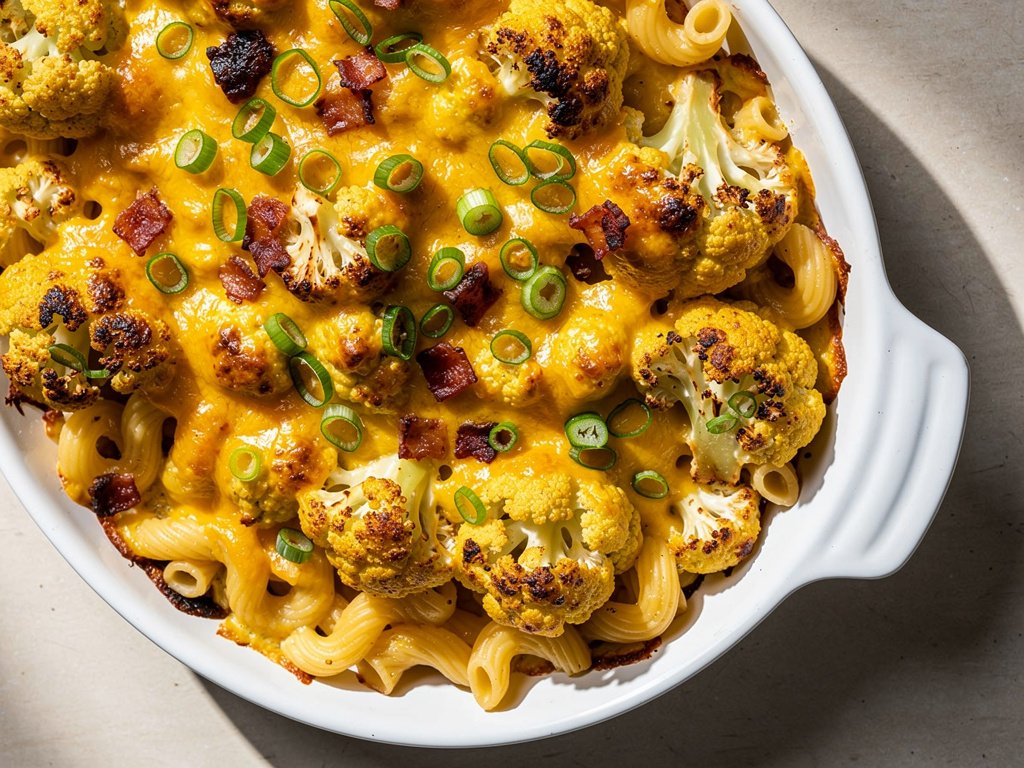 Creamy Cauliflower Mac and Cheese with Crispy Pancetta