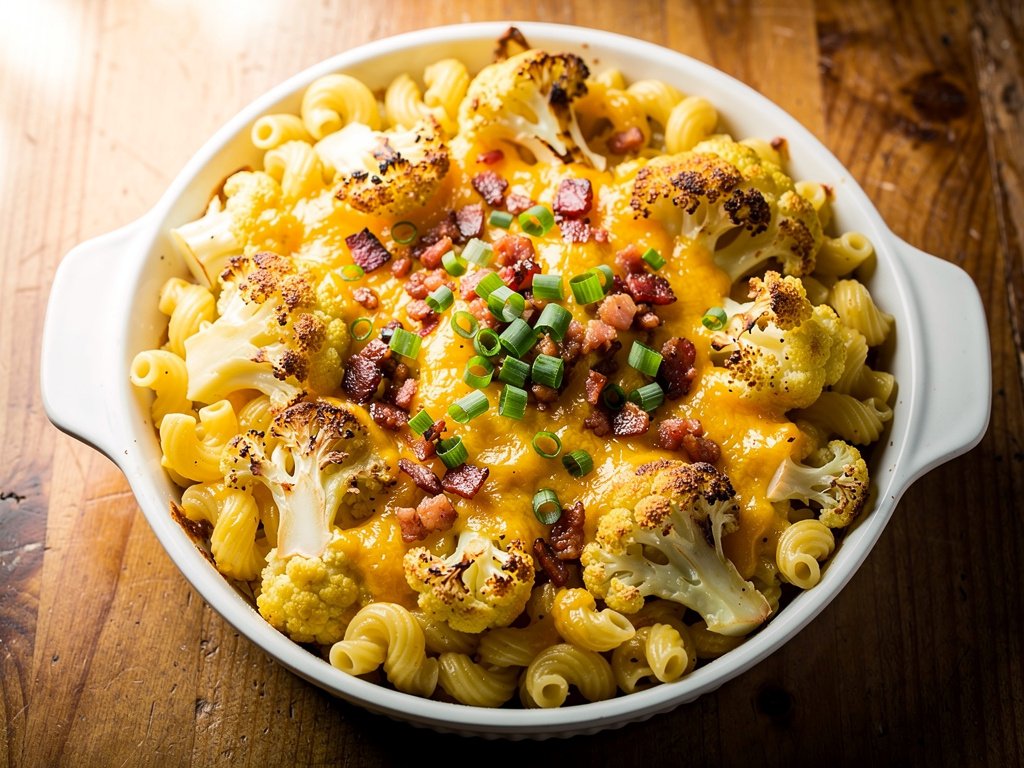 Creamy Cauliflower and Pancetta Mac and Cheese with Cavatappi