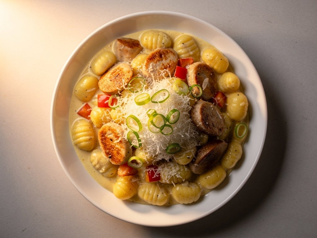 Creamy Gnocchi with Chicken Sausage and Bell Peppers