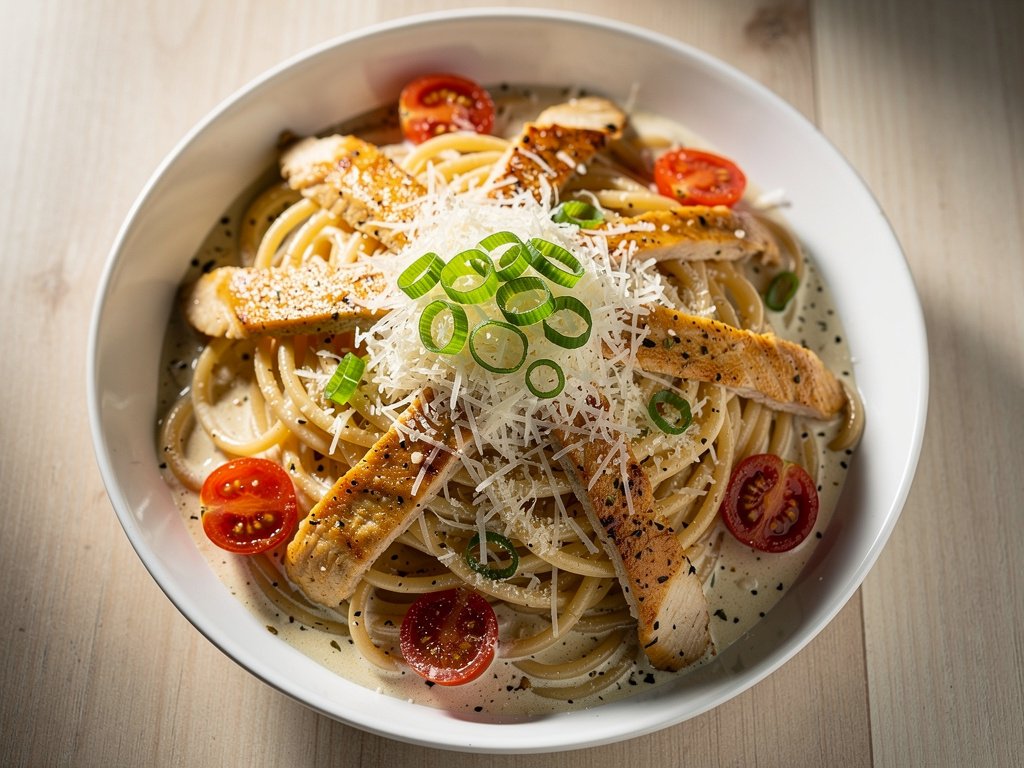 Creamy Italian Herb Chicken Spaghetti with Grape Tomatoes