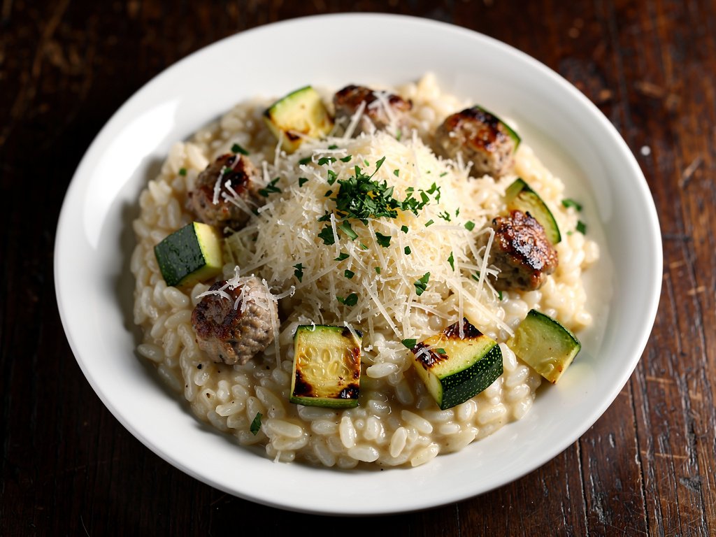 Creamy Italian Sausage and Zucchini Risotto with Parmesan