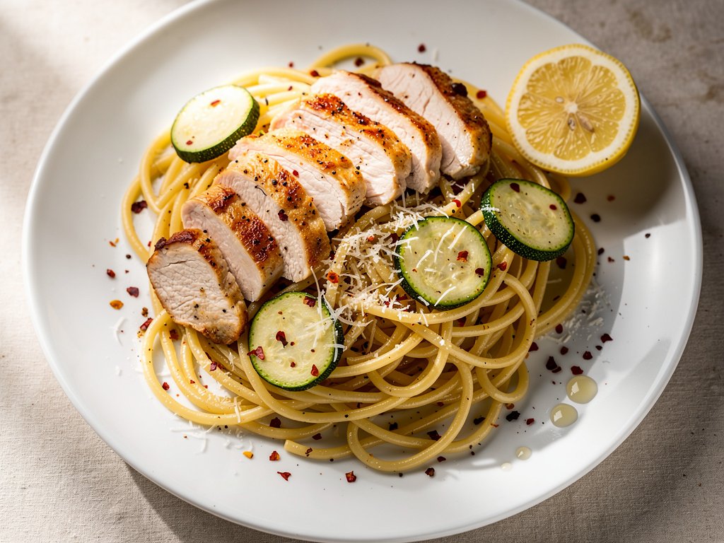 Creamy Lemon Spaghetti with Italian Chicken and Zucchini