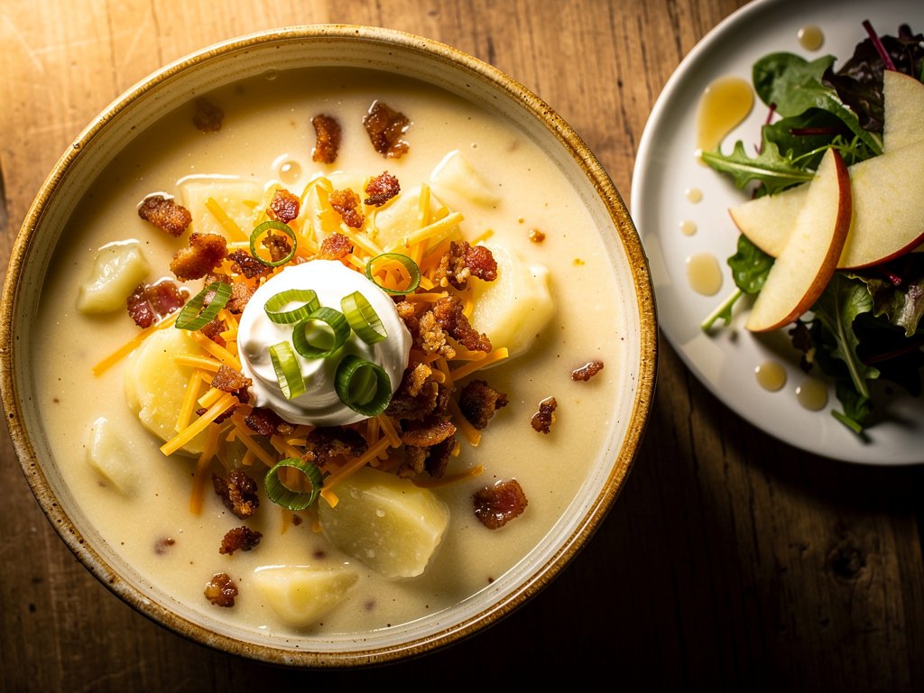 Creamy Loaded Potato Chowder with Pancetta and Cheddar