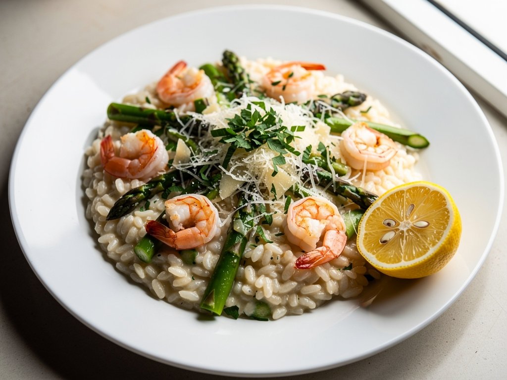 Creamy Meyer Lemon Risotto with Asparagus and Shrimp