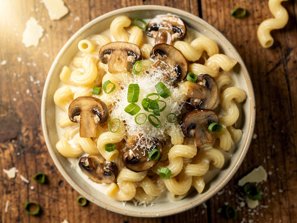 Creamy Mushroom Cavatappi Pasta with Parmesan