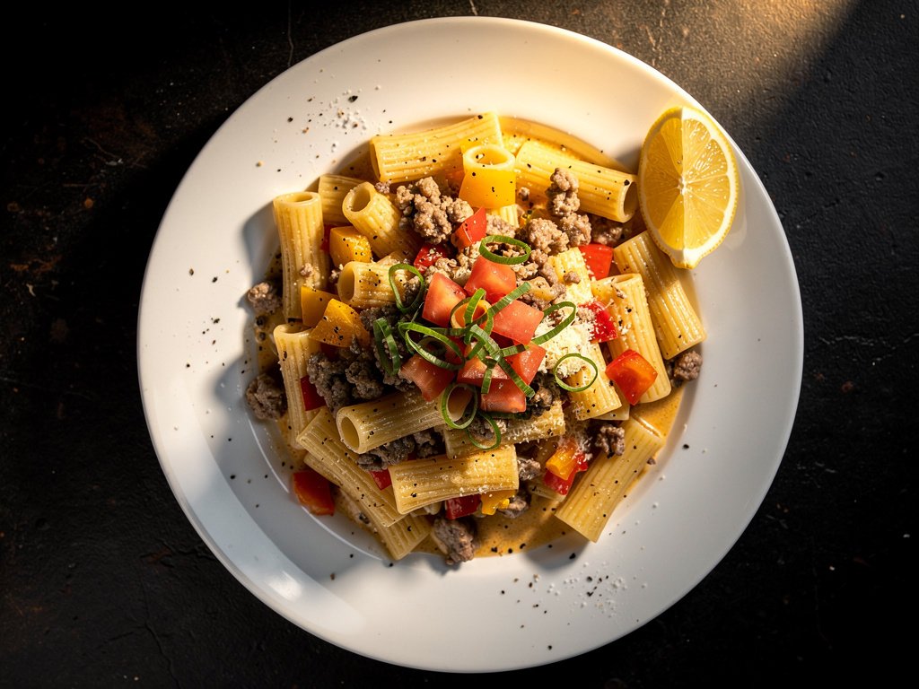 Creamy Rigatoni with Italian Sausage and Bell Pepper