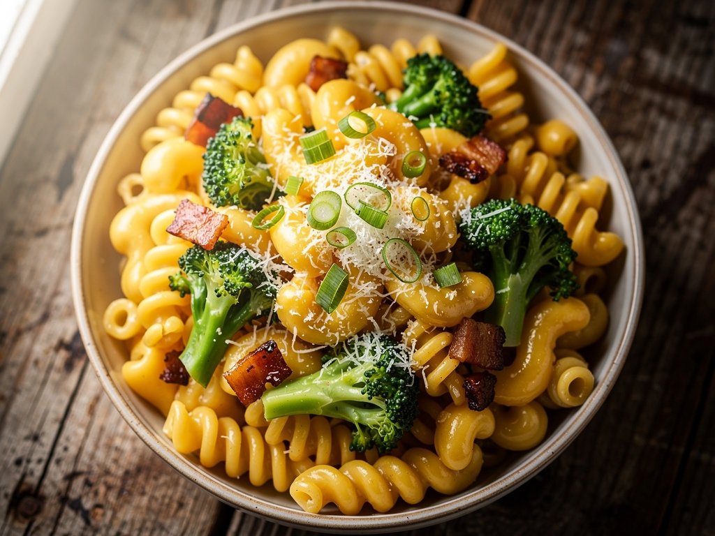 Creamy Stovetop Mac and Cheese with Broccoli and Crispy Pancetta