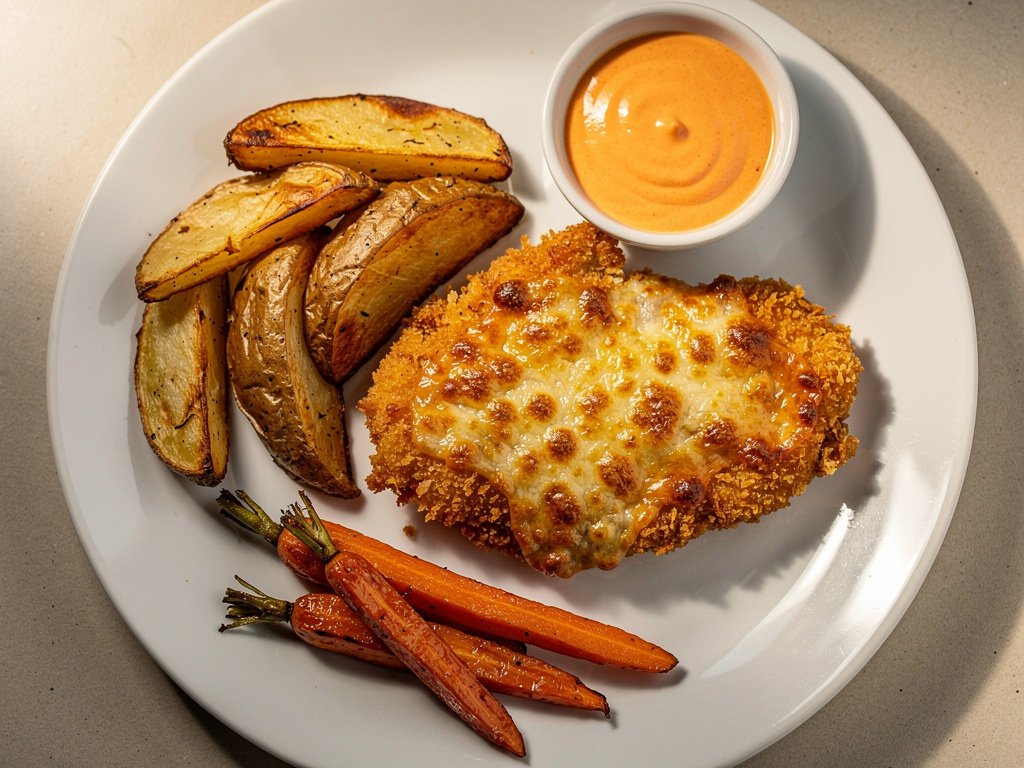 Crispy Baked Chicken with Monterey Jack and Roasted Veggies