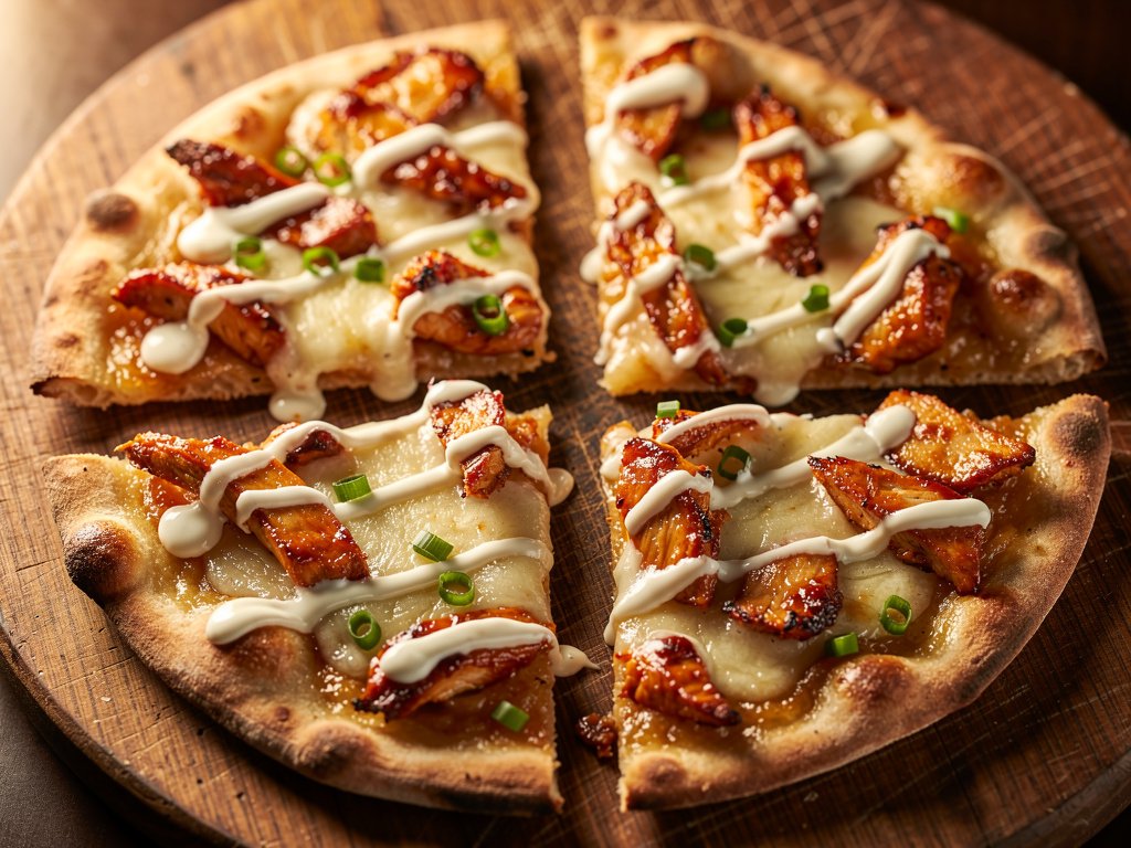 Crispy BBQ Chicken Flatbreads with Ranch Drizzle
