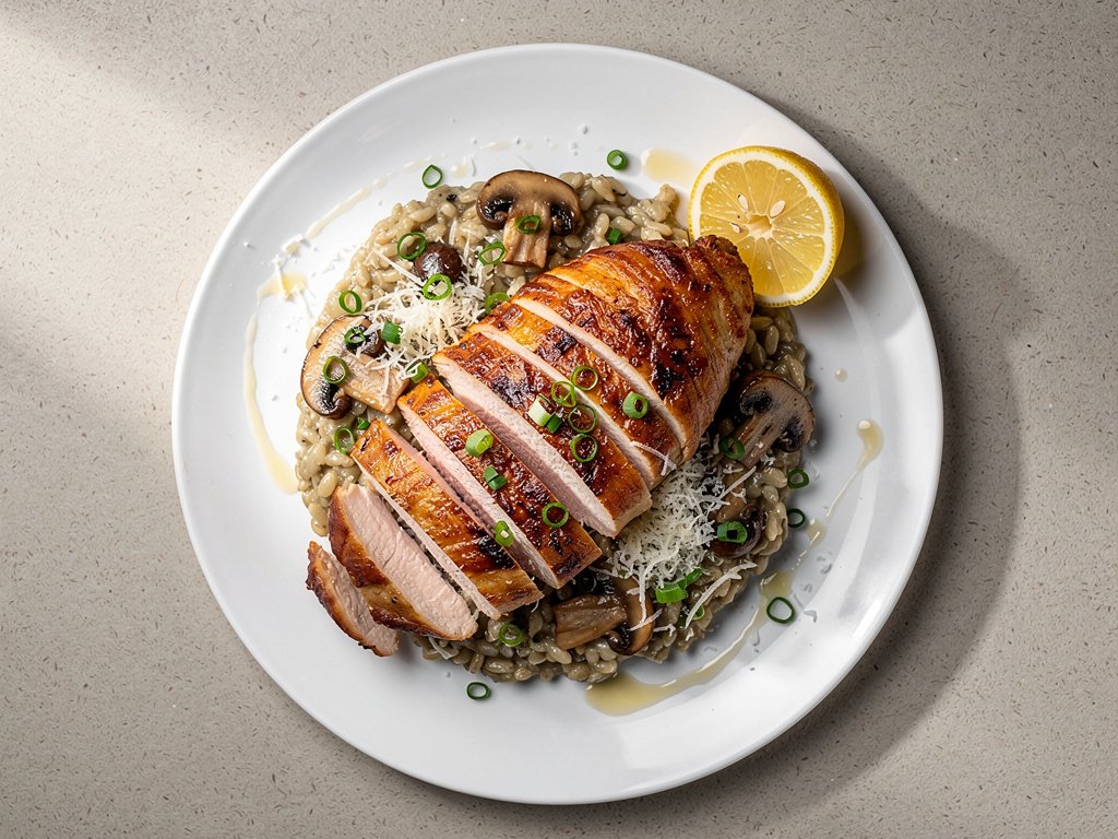 Crispy Prosciutto-Wrapped Chicken with Truffle Mushroom Risotto