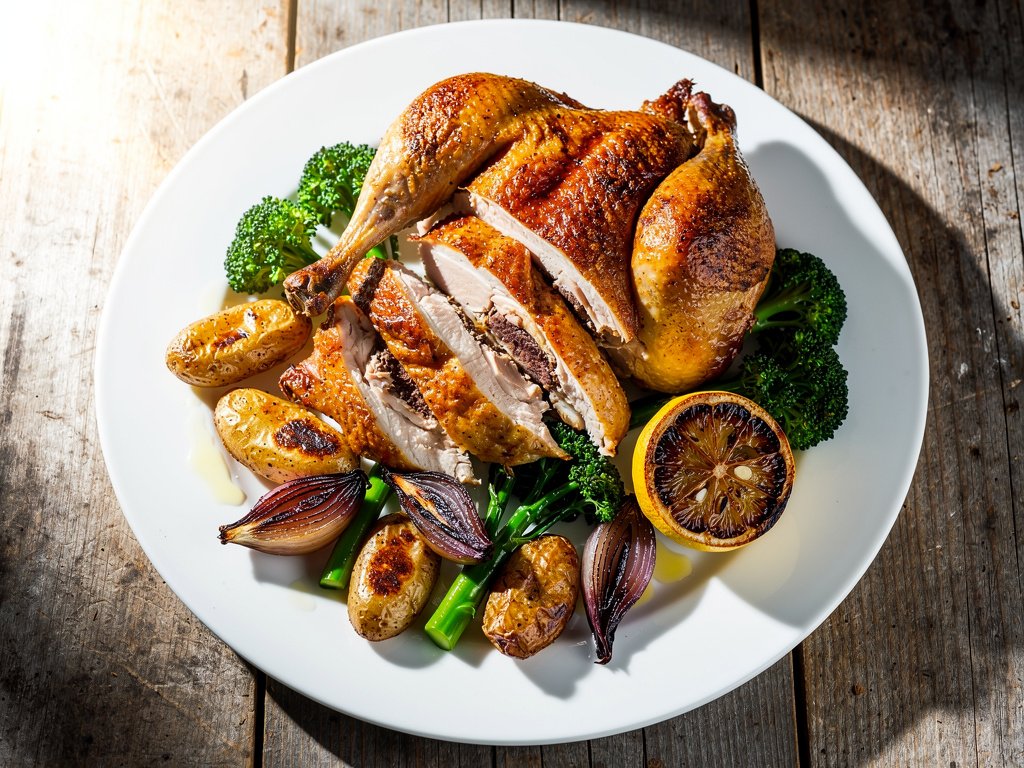 Crispy Skillet Chicken with Roasted Lemon Vegetables