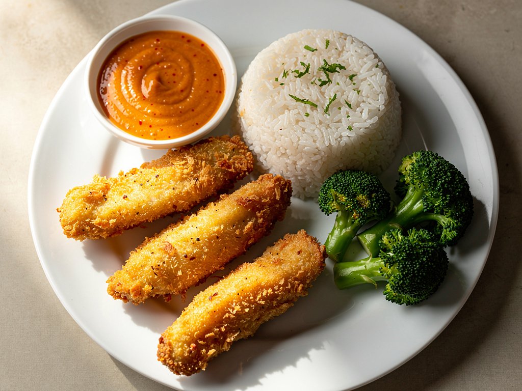 Crispy Tempura Chicken Fingers with Sriracha Lime Dipping Sauce