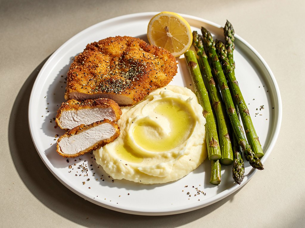 Crispy Za'atar Chicken with Mashed Potatoes and Asparagus, Plus a Lunch Wrap