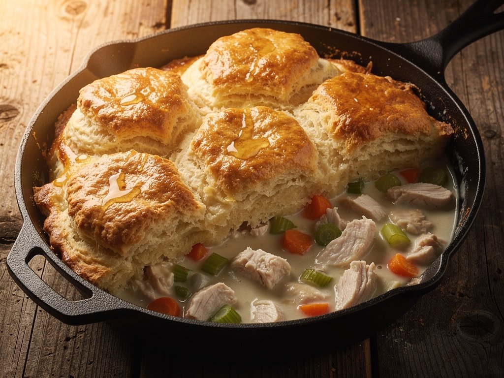 Easy Chicken and Biscuit Pot Pie with Carrots and Celery