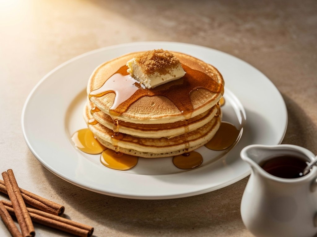 Fluffy Cinnamon Brown Sugar Pancakes with Homemade Butter