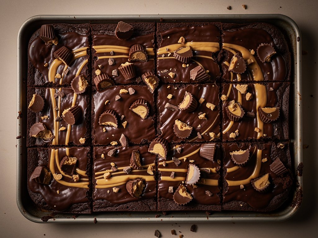 Fudgy Peanut Butter Cup Brownies with Chocolate Coconut Ganache