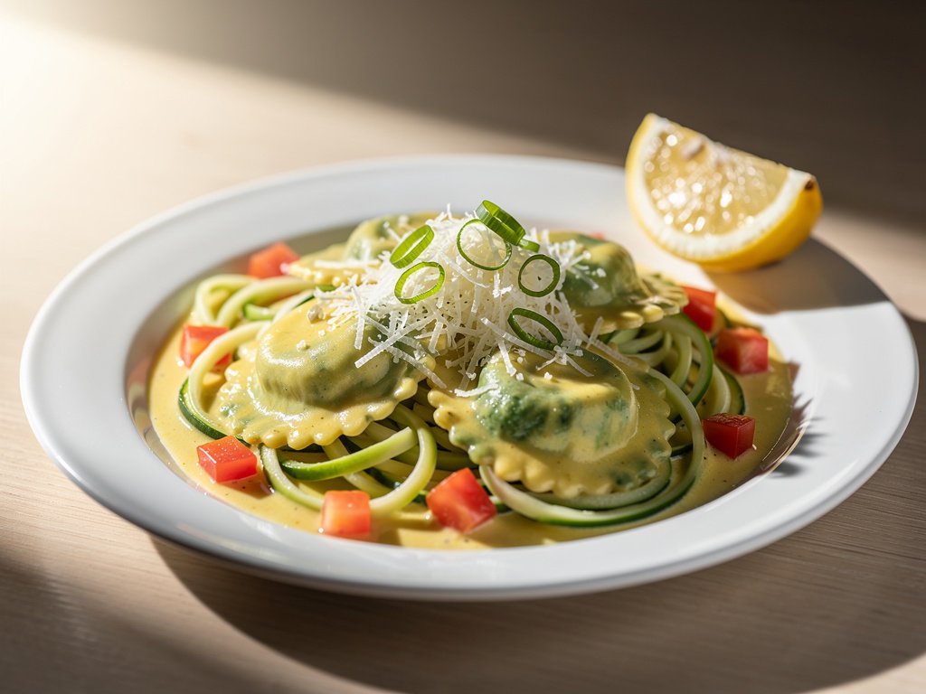 Garden-Fresh Spinach Ricotta Ravioli with Lemon Cream Sauce