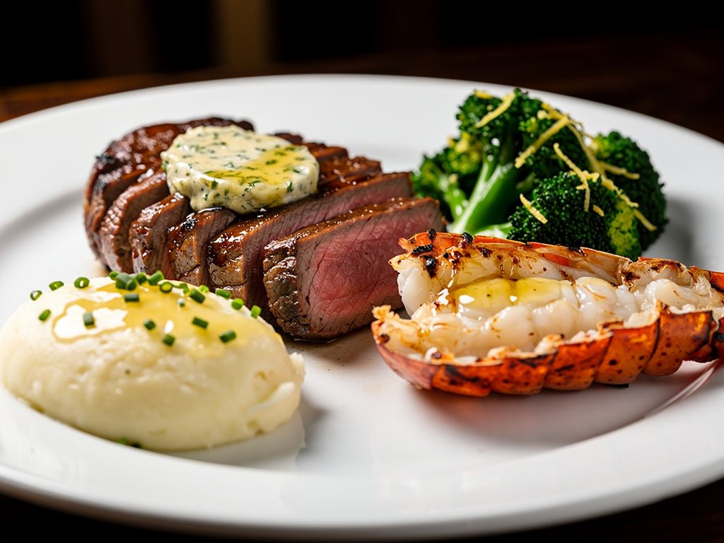 Surf and Turf with Garlic Herb Butter Steak and Lobster Tail