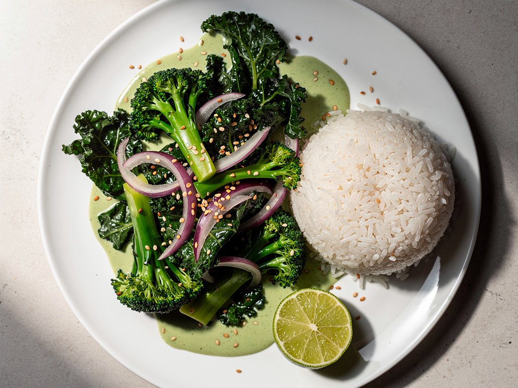 Ginger-Avocado Veggie Stir Fry with Broccoli and Kale