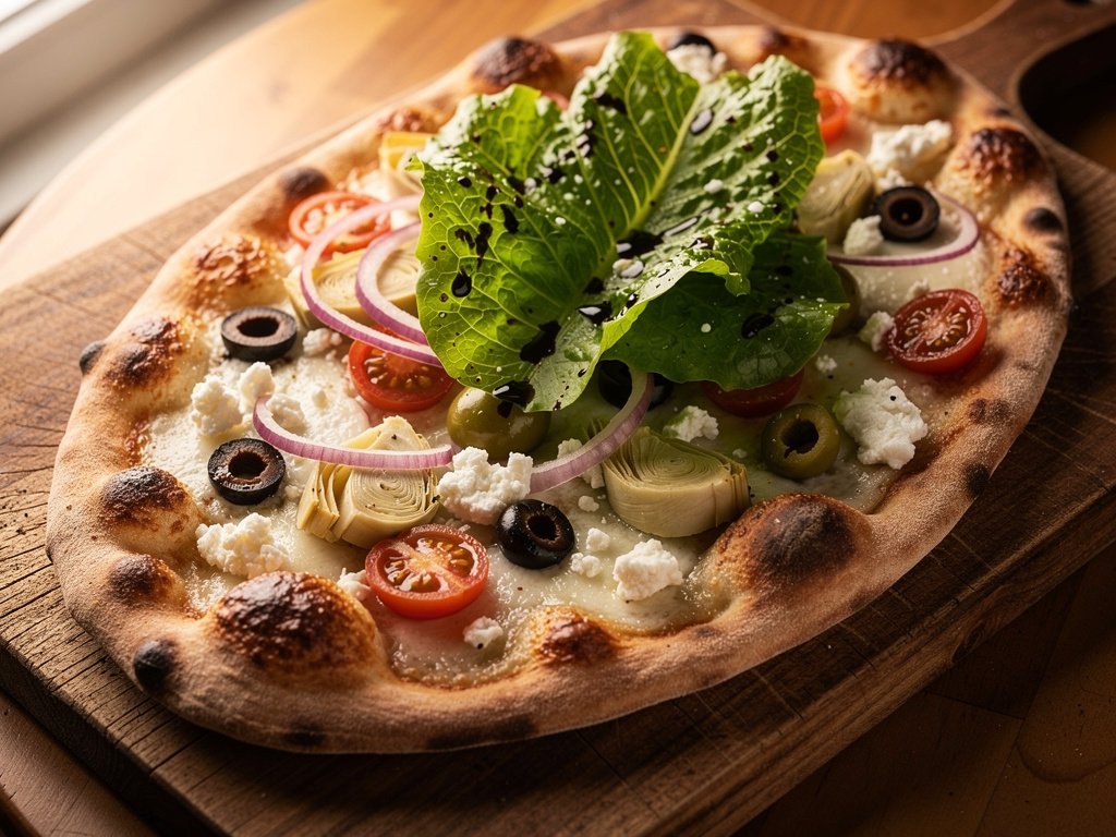 Greek Flatbread with Olives, Feta, and Artichokes