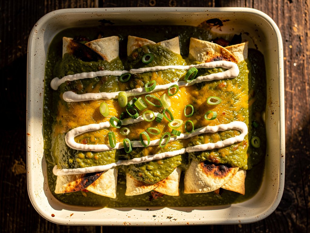 Green Salsa Enchiladas with Poblano and Black Beans