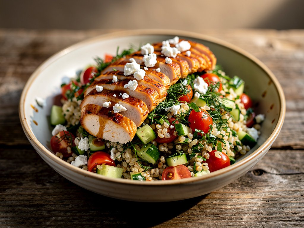 Harissa Chicken Bowls with Tabbouleh and Feta