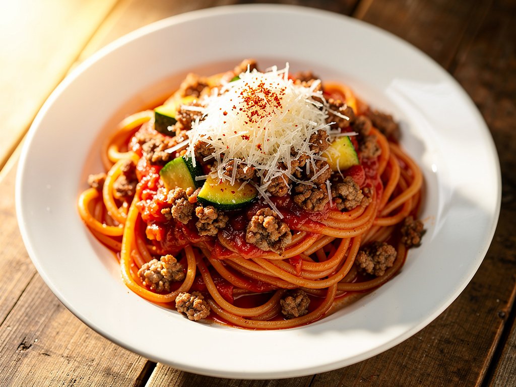 Hearty Beef and Zucchini Spaghetti with Italian Seasoning