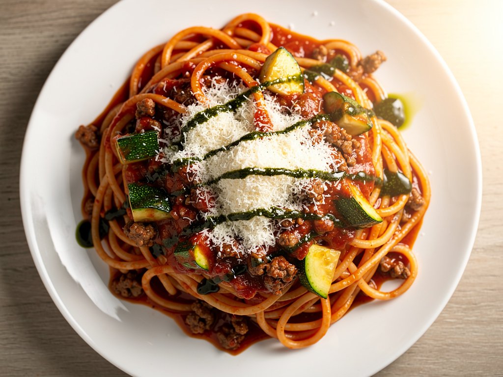 Hearty Beef and Zucchini Spaghetti with Italian Seasoning