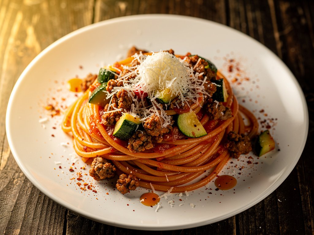 Hearty Beef and Zucchini Spaghetti with Italian Seasonings