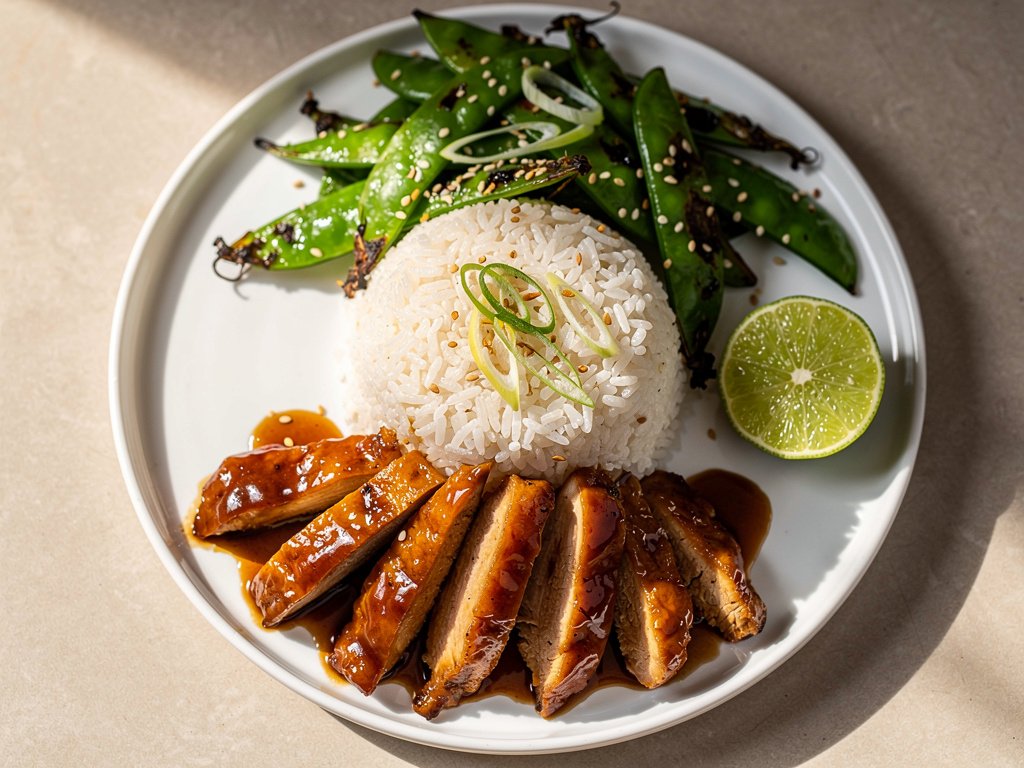 Homemade Teriyaki Chicken Stir-Fry with Jasmine Rice and Sugar Snap Peas