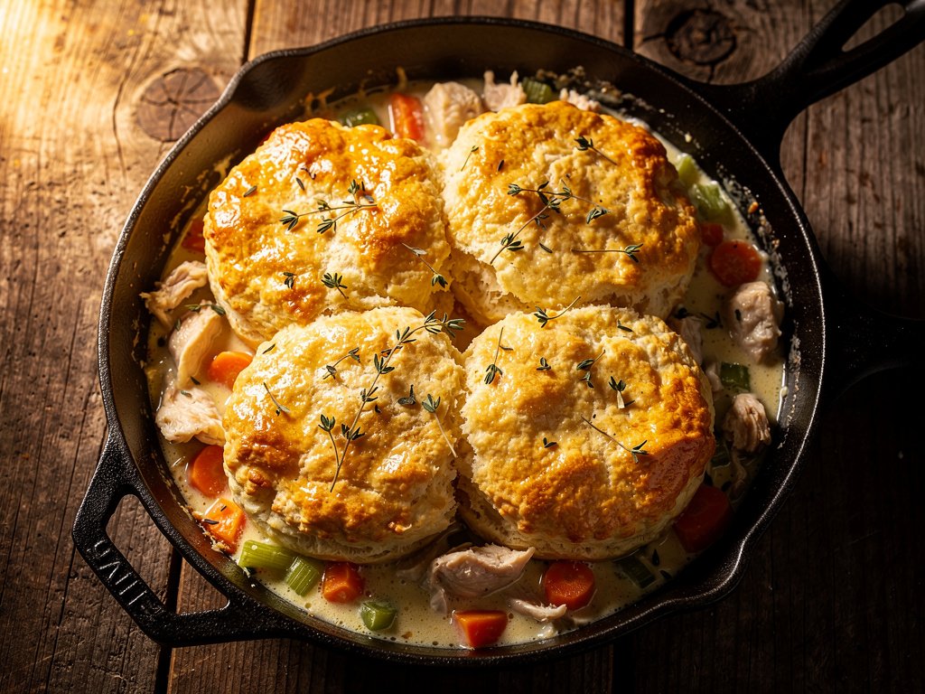 Homestyle Chicken Pot Pie with Flaky Biscuit Topping