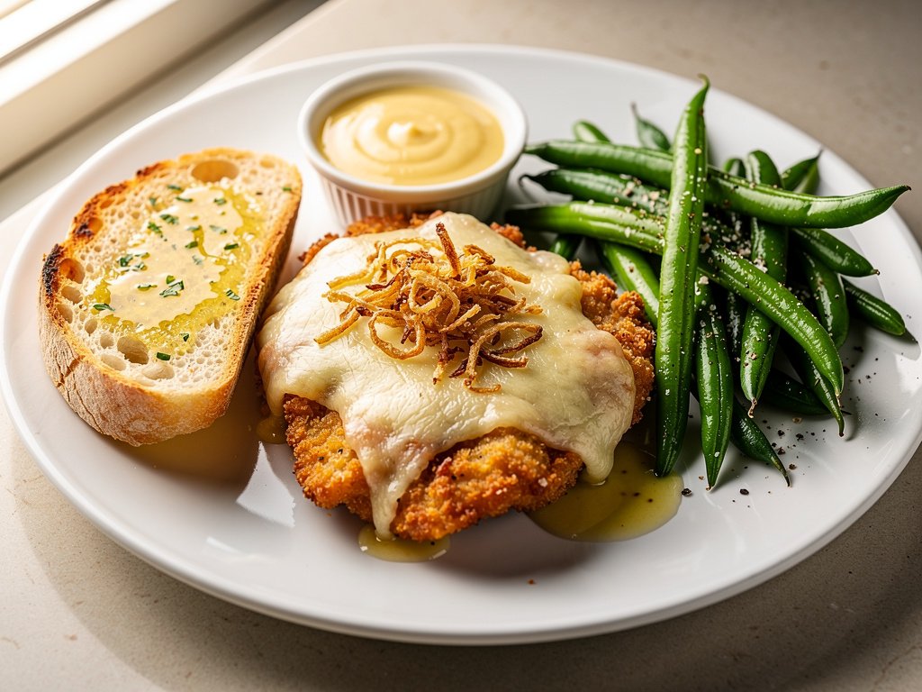 Honey Dijon Crunch Chicken Sheet Pan Dinner with Green Beans and Garlic Bread