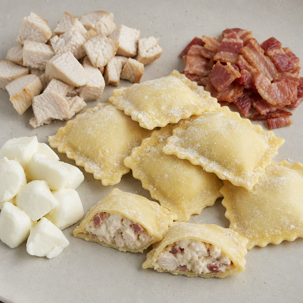 Chicken, Bacon, and Mozzarella Ravioli