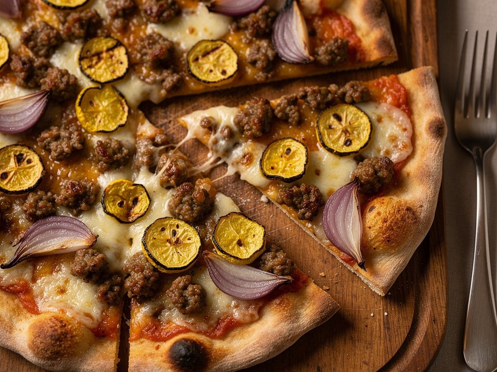 Italian Sausage Flatbread Pizza with Veggie Pasta Lunch