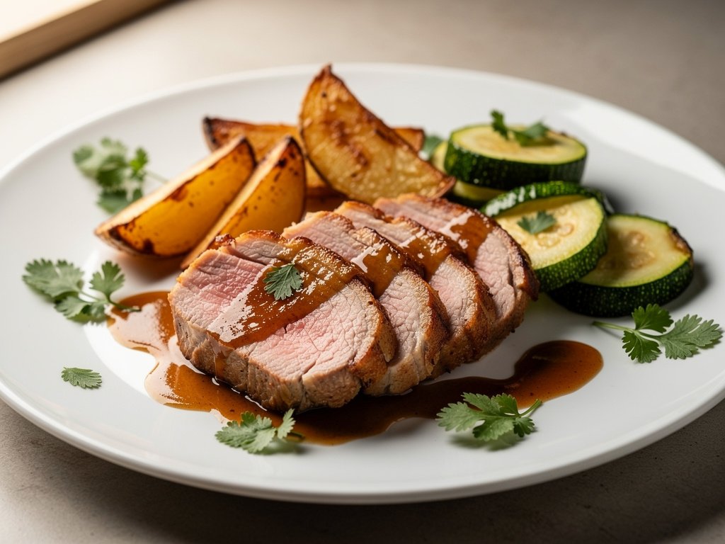 Lemon-Glazed Roasted Pork Tenderloin with Potatoes and Zucchini