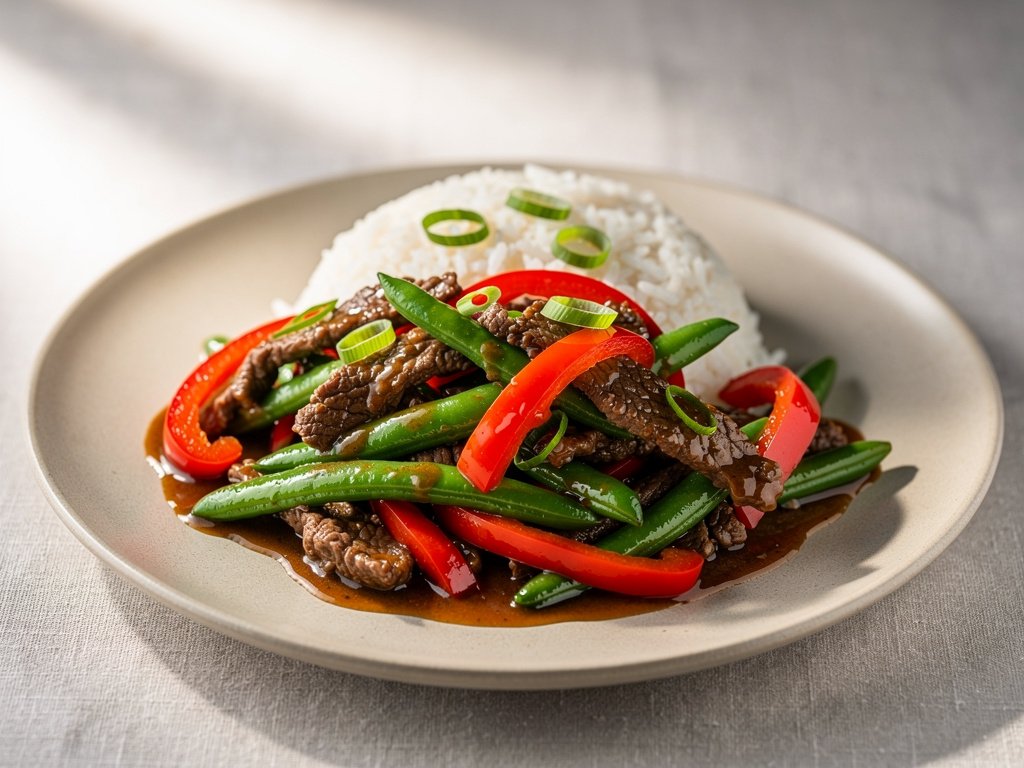 Lemongrass Beef Stir-Fry with Green Beans and Bell Peppers